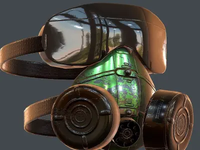 Gas mask helmet 3d model scifi Low-poly  Low-poly 3D model