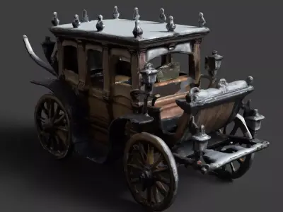 Chinese Ancient Carriage Figure   Low-poly 3D model