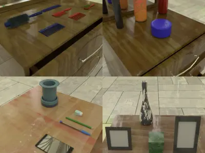 Drawers collection with bonus objects 3D model