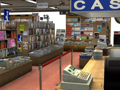 Japan Bookstore 3D Model - Unity Ready  3D model