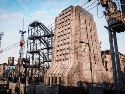 INDUSTRIAL SCIFI BUILDING 07 Low-poly 3D model