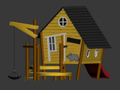 children basin wooden playhouse 3d model 3D model
