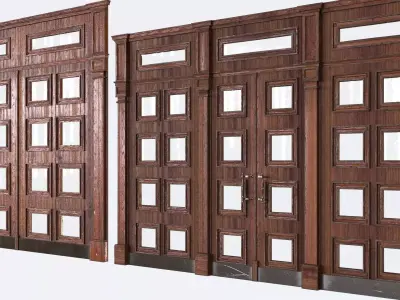 Large wooden doors Low-poly 3D model Low-poly 3D model