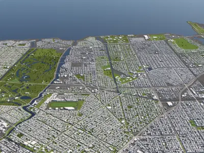 New Orleans 50x50km 3D City Map 3D model