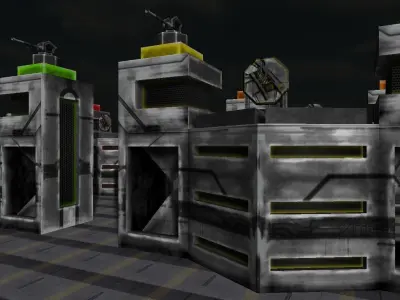 Bug Assault Buildings Low-poly 3D model