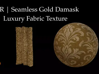 Gold Damask Fabric - Texture Set - 2K and 4K Texture