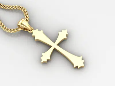Light Gold 18K Cross Pendant 1CP016 3D print model