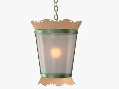 Matilda Goad Co Rattan Scalloped Pendant PBR 3D model