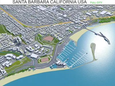 Santa Barbara California USA 40km Low-poly 3D model