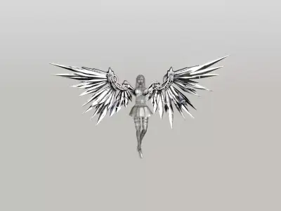 Mecha Angel Wings Low-poly 3D model