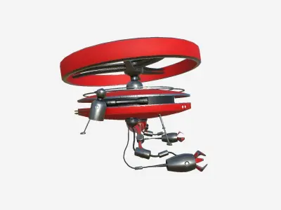 Flying Robot I04 Red - SciFi Character Design Low-poly 3D model