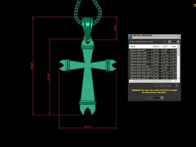 Light Gold 18K Cross Pendant 2CP098 3D print model