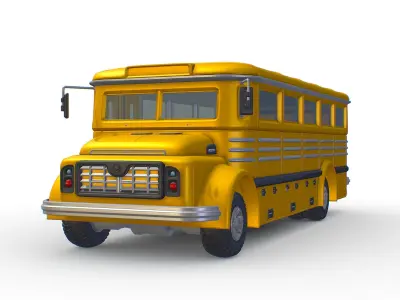 Retro School Bus - HighPoly 3D model