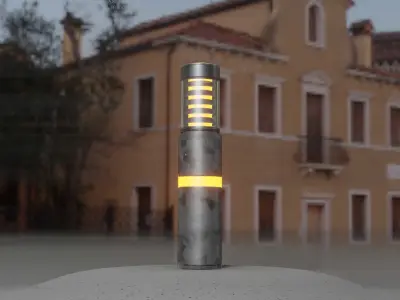 Galvanized Light-Column -7- Street-Light 9 Low-poly 3D model