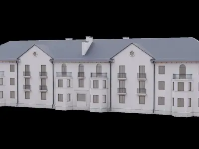 Old low poly building Low-poly 3D model