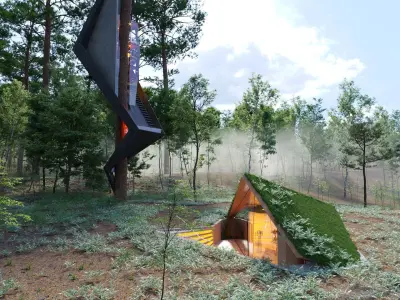 Treehouse in the forest jungle 4k vid full project presentation 3D model