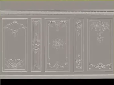French carved wainscoting 3D model