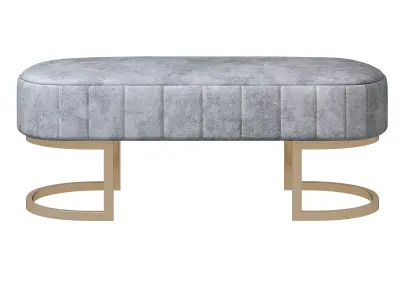 Safina Velvet Hallway Bench in Silver Grey with Gold Legs 3D model