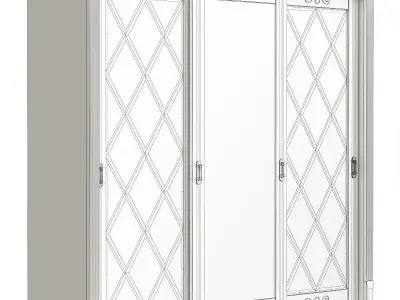 Wardrobe 3d model with glass doors and mirrors Low-poly 3D model