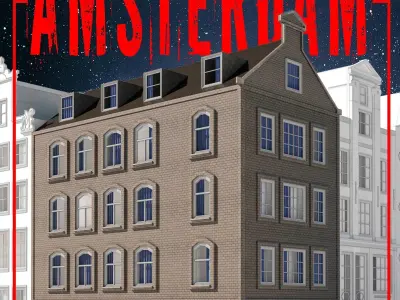 Amsterdam Street Building No201 Low-poly 3D model