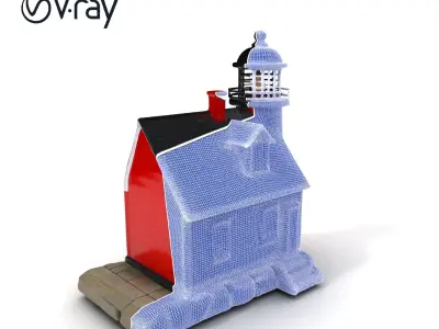 Red Lighthouse Scene Model Pack Low-poly 3D model