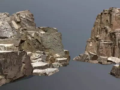 ancient Egyptian rocks with hieroglyphic  Low-poly 3D model