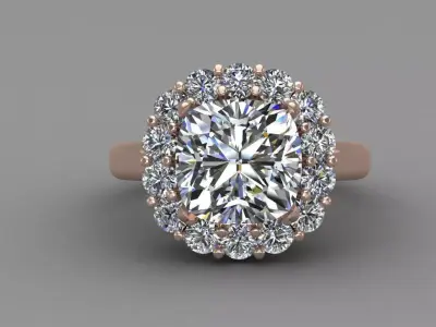 Rose Gold Women Diamond Ring 3D print model 3D print model 55