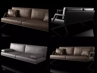 DS-60 modern sofa made of leather and stainless steel 3D model