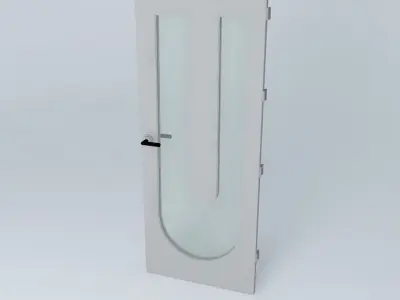 Letter U 3D door very ass lock and hinger Free 3D model