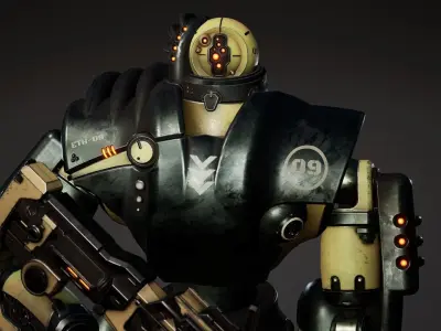 Etasphera09 robot with gun Low-poly 3D model