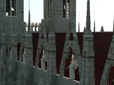 Gothic church exterior  interior 3D model