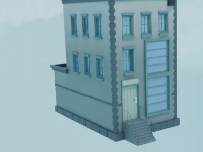 Low Poly Town House Low-poly 3D model