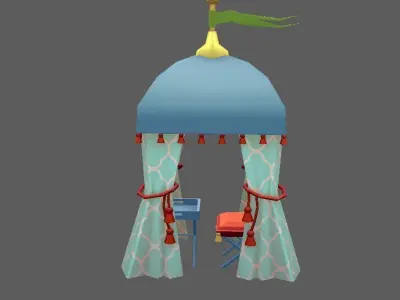 Stylized Cartoon Beach Tents set Low-poly 3D model