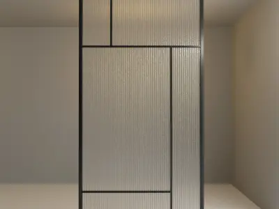 Glass partition door 71 Low-poly 3D model