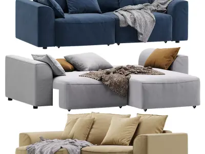 Corner Sofa Napa Velvet Silver 3D model