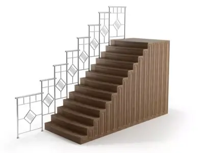 White Wire Frame  Railing 3D model