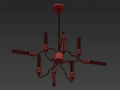 Transit 8 Light Matte Gold Chandelier 3D model