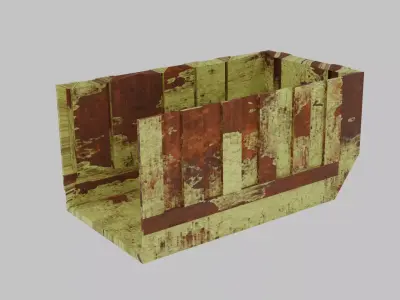 Dustbin wooden box with paint Free low-poly 3D model