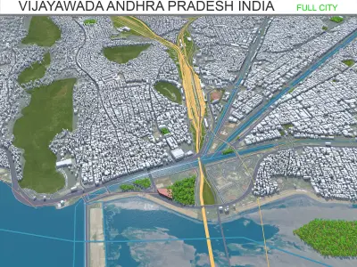 Vijayawada Andhra Pradesh India 30km Low-poly 3D model