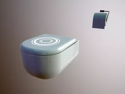 Futuristic Restroom Toilet Low-poly 3D model