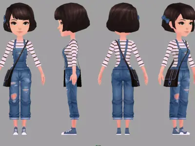 3D Cute Girl Low-poly 3D model