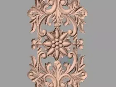 European style flower 3D relief STL Model for cnc engraving E081 3D model