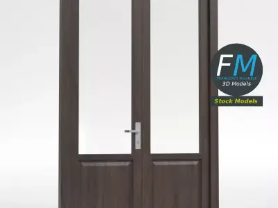 Glass panel double door 3D model