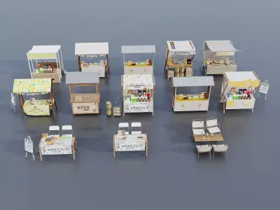 Outdoor Market Booth Collection 3D model