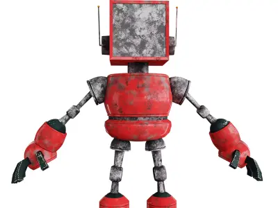 Retro-style red robot 3D model