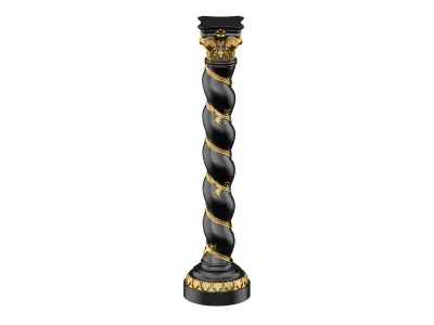 Solomonic Column Black and Gold 3D model
