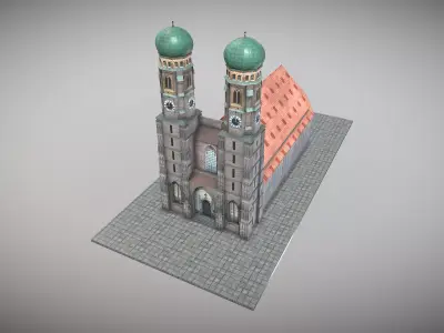Frauenkirche Munich Low-poly 3D model