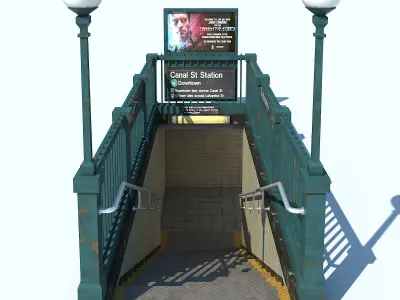 Subway Entrance NYC Low-poly 3D model
