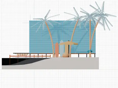 Summer Beach Isometric View 3D Render Illustration 3D model