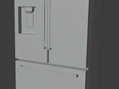 Stainless steel Double door fridge 3D model